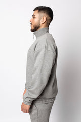 HEAVY OVERSIZE HALF ZIP HOODIE HEATHER GREY
