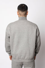 HEAVY OVERSIZE HALF ZIP HOODIE HEATHER GREY
