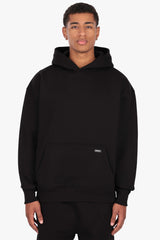 SPLIT FROTTEE EMBO HOODIE BLACK
