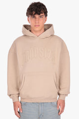 RAW EDGES SEAM HOODIE TAUPE