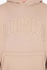 RAW EDGES SEAM HOODIE TAUPE