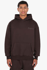 HEAVY OVERSIZE HD LOGO HOODIE CHOCOLATE