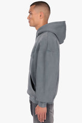 FRENCH TERRY APPLICATION HOODIE ACID GREY