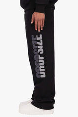 SPLIT FROTTEE EMBO SWEATPANTS BLACK