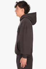 RAW EDGES SEAM HOODIE WASHED BLACK