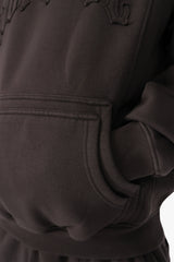 RAW EDGES SEAM HOODIE WASHED BLACK