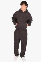 RAW EDGES SEAM HOODIE WASHED BLACK