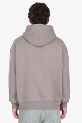 LAYERED RHINESTONE PRINT HOODIE GREY