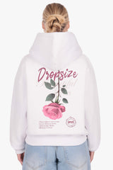 WOMENS PURPLE ROSE HOODIE WHITE