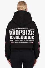 WOMENS HEART EMBO HOODIE BLACK