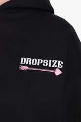 WOMENS HEART EMBO HOODIE BLACK