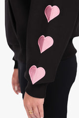 WOMENS HEART EMBO HOODIE BLACK