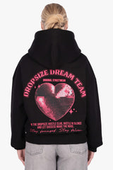 WOMENS HEART EMBO HOODIE BLACK