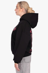 WOMENS HEART EMBO HOODIE BLACK