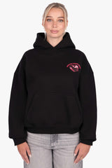 WOMENS HEART EMBO HOODIE BLACK