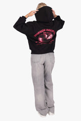 WOMENS HEART EMBO HOODIE BLACK