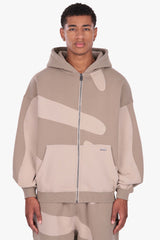 WAVY ZIP HOODIE BEIGE