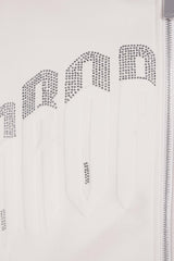 LAYERED RHINESTONE PRINT ZIP HOODIE CLEAR GREY