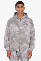 CAMO ZIPPER GREY ACID WASH