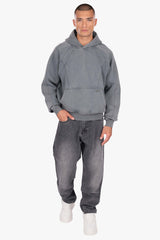 DROPSIZE SEAM HOODIE WASHED GREY
