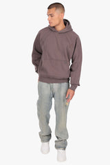 DROPSIZE SEAM HOODIE WASHED BROWN