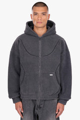 WAVY TEDDY ZIP HOODIE STEEL GREY