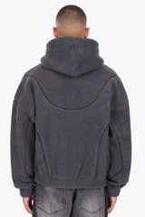 WAVY TEDDY ZIP HOODIE STEEL GREY