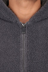 WAVY TEDDY ZIP HOODIE STEEL GREY