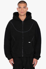 WAVY TEDDY ZIP HOODIE BLACK