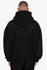 WAVY TEDDY ZIP HOODIE BLACK