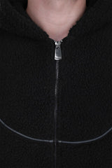 WAVY TEDDY ZIP HOODIE BLACK