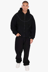 WAVY TEDDY ZIP HOODIE BLACK