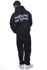 HEAVY OVERSIZE STAY STRONG HOODIE BLACK