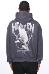 HEAVY OVERSIZE WIRE DOVE HOODIE STEEL GREY