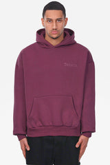 HEAVY OVERSIZE EMBO HOODIE MAUVE WINE