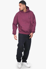HEAVY OVERSIZE EMBO HOODIE MAUVE WINE