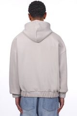 SUPER HEAVY OVERISZE BLANK ZIP HOODIE LIGHT GREY