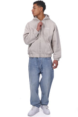 SUPER HEAVY OVERISZE BLANK ZIP HOODIE LIGHT GREY
