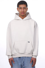 HEAVY OVERSIZE METAL PATCH HOODIE LIGHT GREY