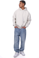 HEAVY OVERSIZE METAL PATCH HOODIE LIGHT GREY