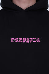 HEAVY OVERSIZE ORNAMENT HOODIE BLACK PINK