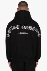 HEAVY OVERSIZE ORNAMENT HOODIE BLACK WHITE