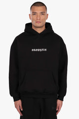 HEAVY OVERSIZE ORNAMENT HOODIE BLACK WHITE
