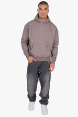 HEAVY OVERSIZE METAL PATCH HOODIE DRIFTWOOD