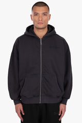 HEAVY OVERSIZE LOGO ZIP HOODIE ACID BLACK