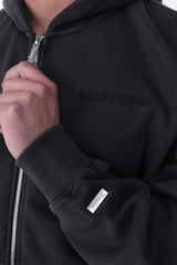 HEAVY OVERSIZE LOGO ZIP HOODIE ACID BLACK