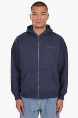 HEAVY OVERSIZE LOGO ZIP HOODIE DARK BLUE
