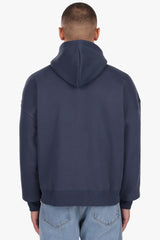 HEAVY OVERSIZE LOGO ZIP HOODIE DARK BLUE