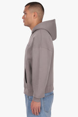 HEAVY OVERSIZE LOGO ZIP HOODIE DARK GREY