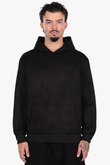 SUEDE HOODIE BLACK